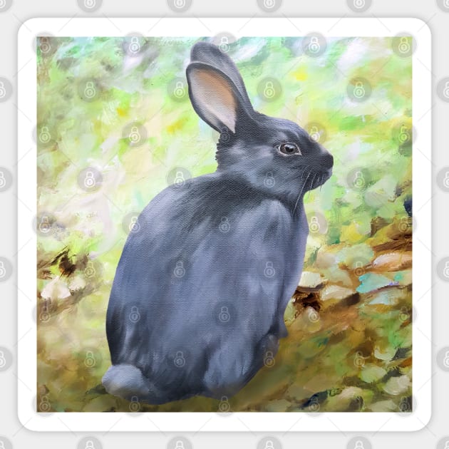 Black Rabbit In The Forest Sticker by EmilyBickell